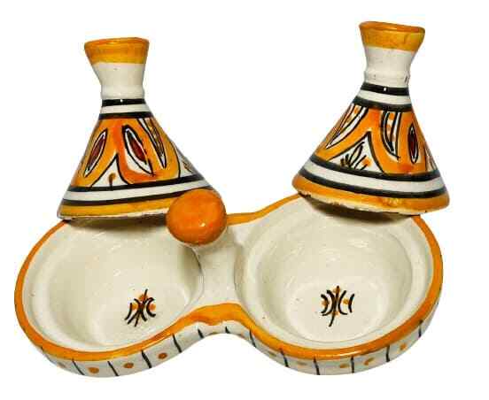 GGE “MELH ORANGE” TAGINE Multi-Purpose SALT & PEPPER SMALL Moroccan Tajine