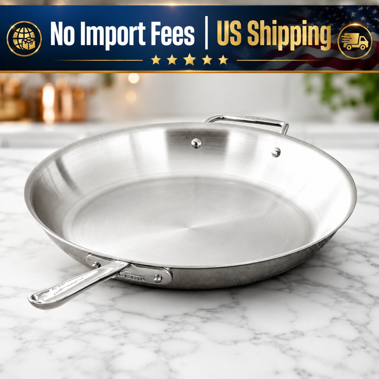 All-Clad D5 Stainless Steel Fry Pan 14 Inch 5-Ply Induction USA