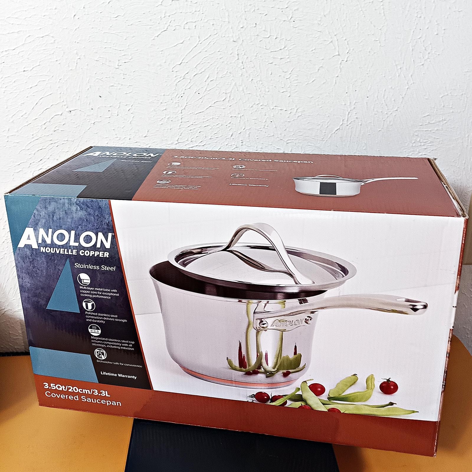 【NEW】ANOLON NOUVELLE COPPER STAINLESS STEEL 3.5-QUART COVERED SAUCEPAN