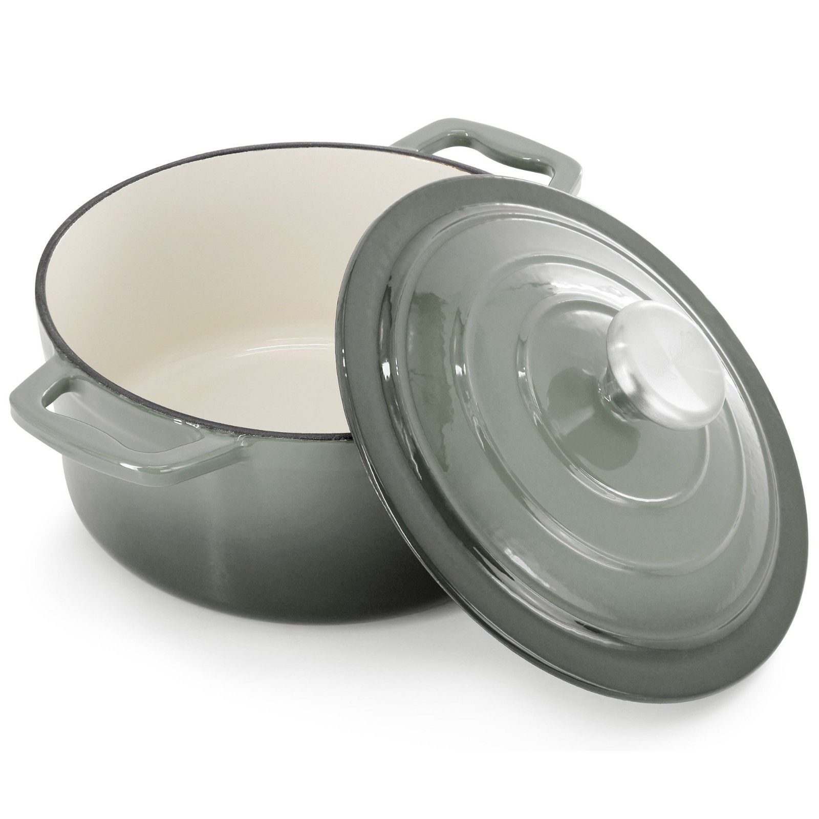MegaChef 2.7 Quart Round Enameled Cast Iron Casserole in Gradient Gray