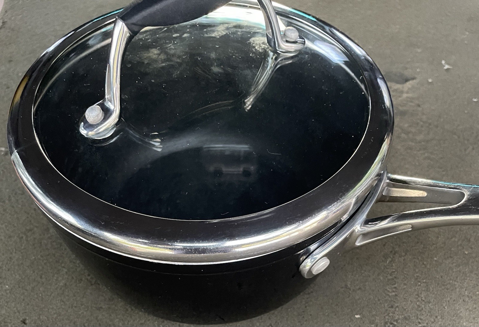 Made in Italy 1.5 Qt Heavy High-Base Non-Stick Saucepan Pot w/ Glass Lid