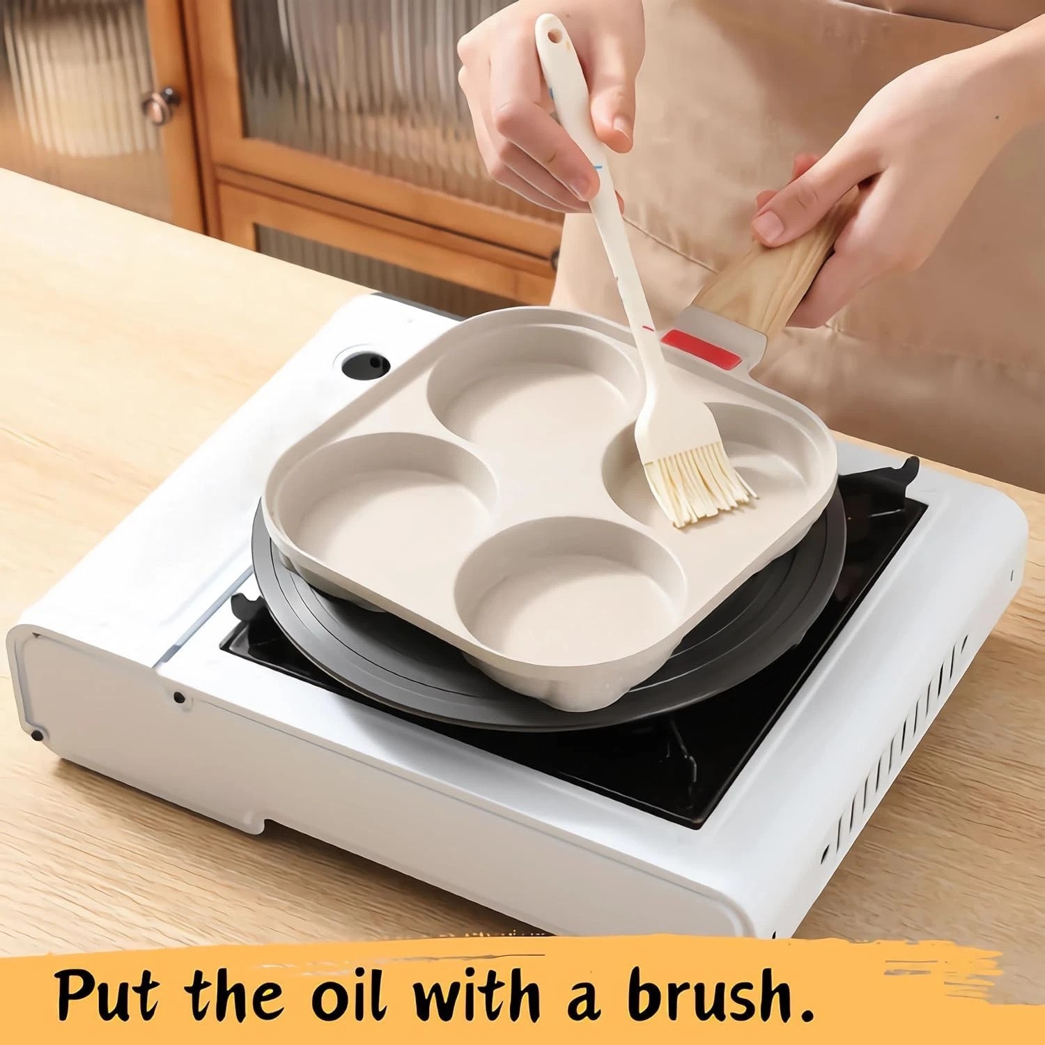 Egg Pan 4 Cup Nonstick Frying Omelette Pan with Lid for Breakfast Skillet for…