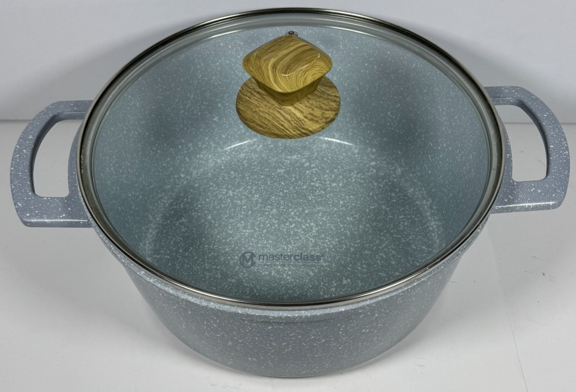 MasterClass Premium Cookware Speckled Gray Casserole Pot ~4.3 Qt w/ Glass Lid