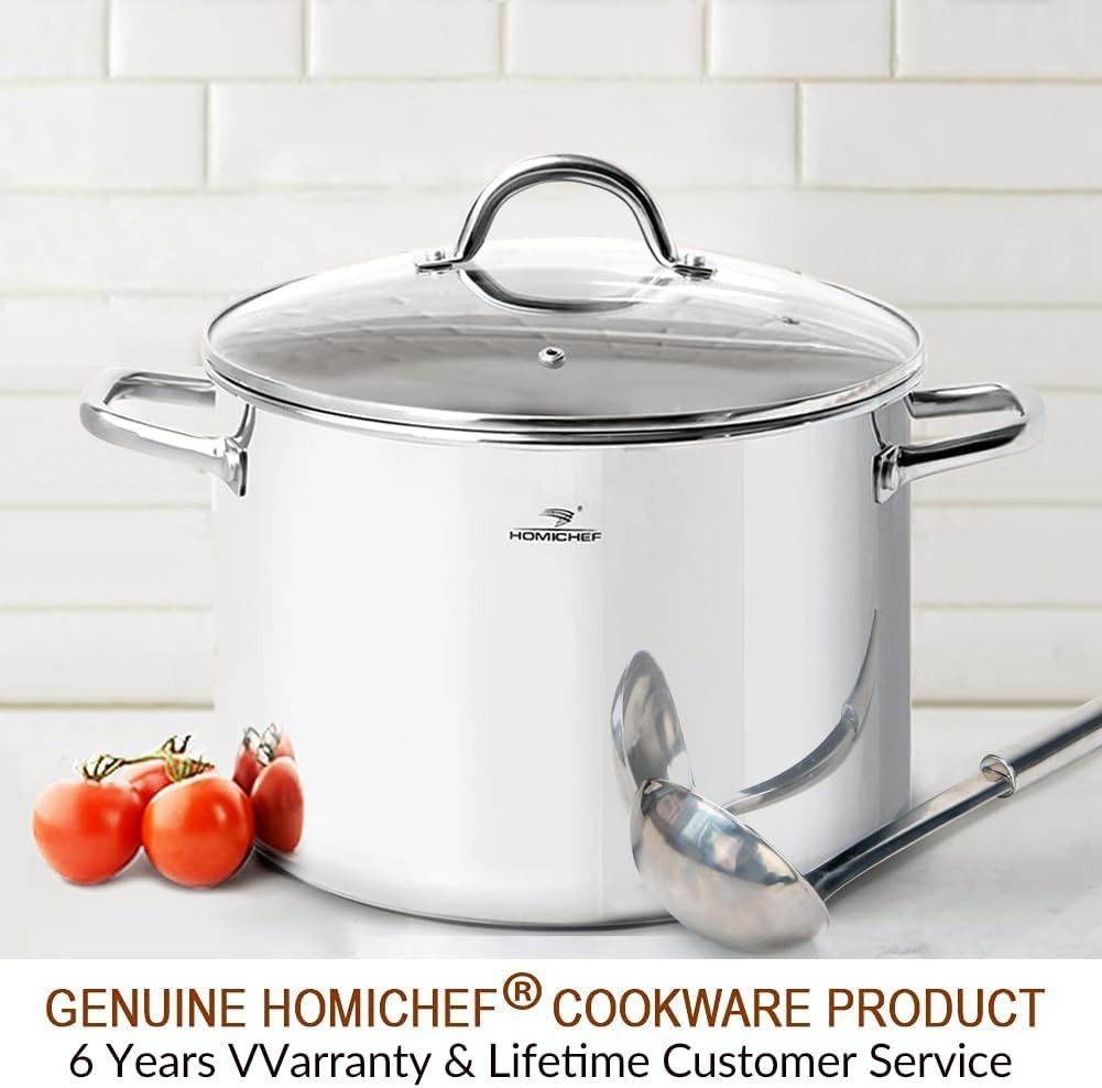 Commercial Grade 12 Quart Stock Pot with Glass Lid – Perfect for Soups & Stocks