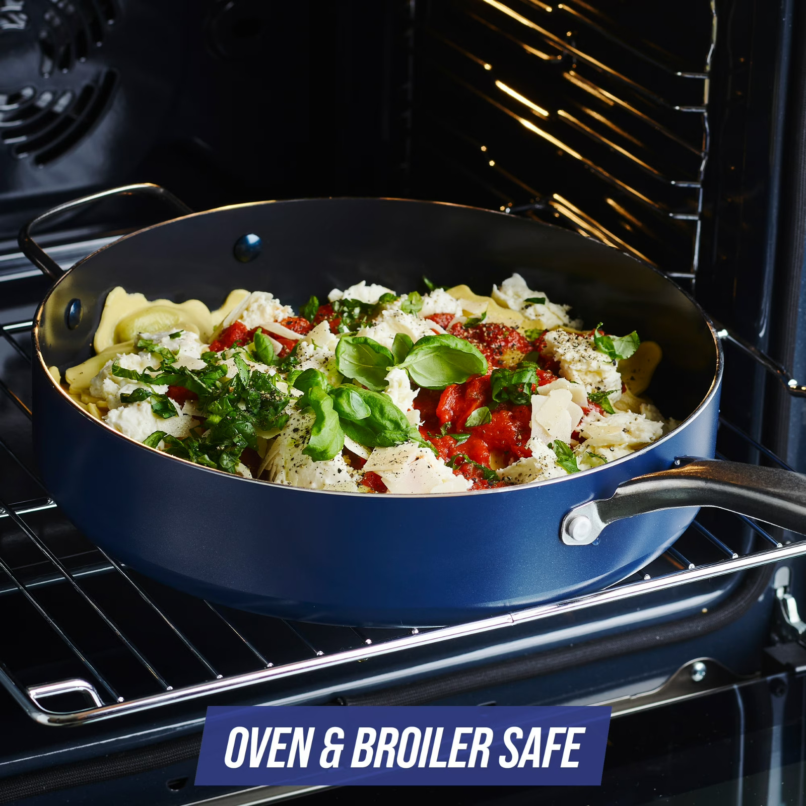 Blue Diamond 5QT Ceramic Nonstick Jumbo Sauté Pan with Lid – Toxin-Free