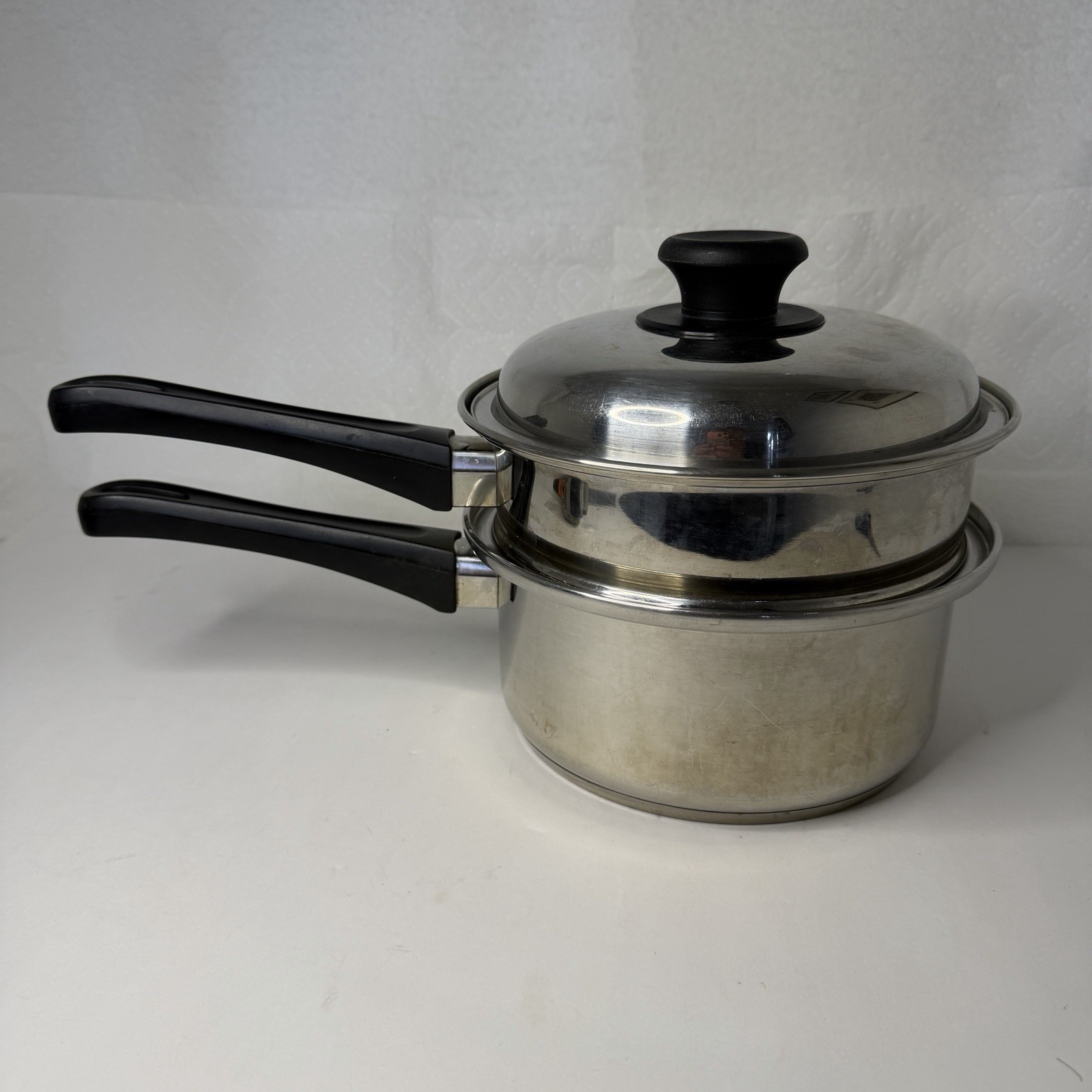 VAPO SEAL Sauce Pan 9” w Steamer Basket & Lid 7 Ply Surgical Stainless Steel