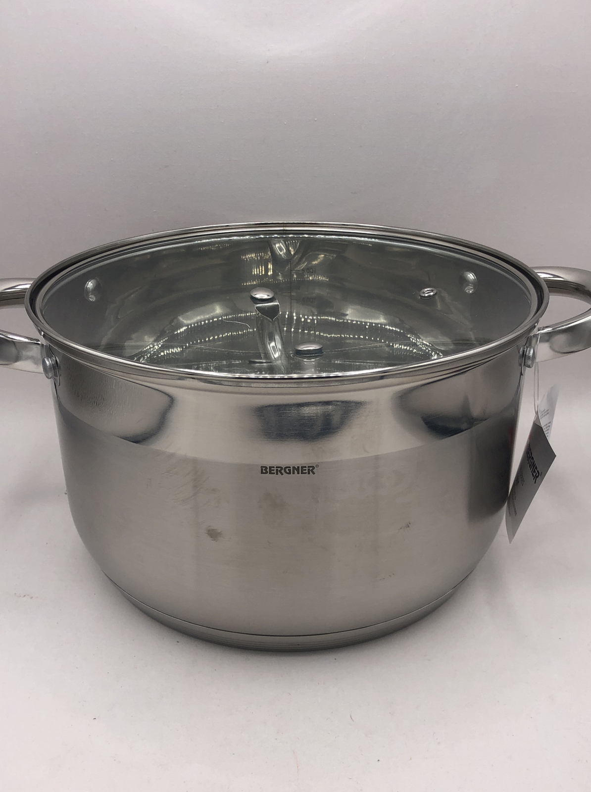 New Bergner Stainless Steel cookware Stock pot Casserole W/ Glass Lid 6.3-qt