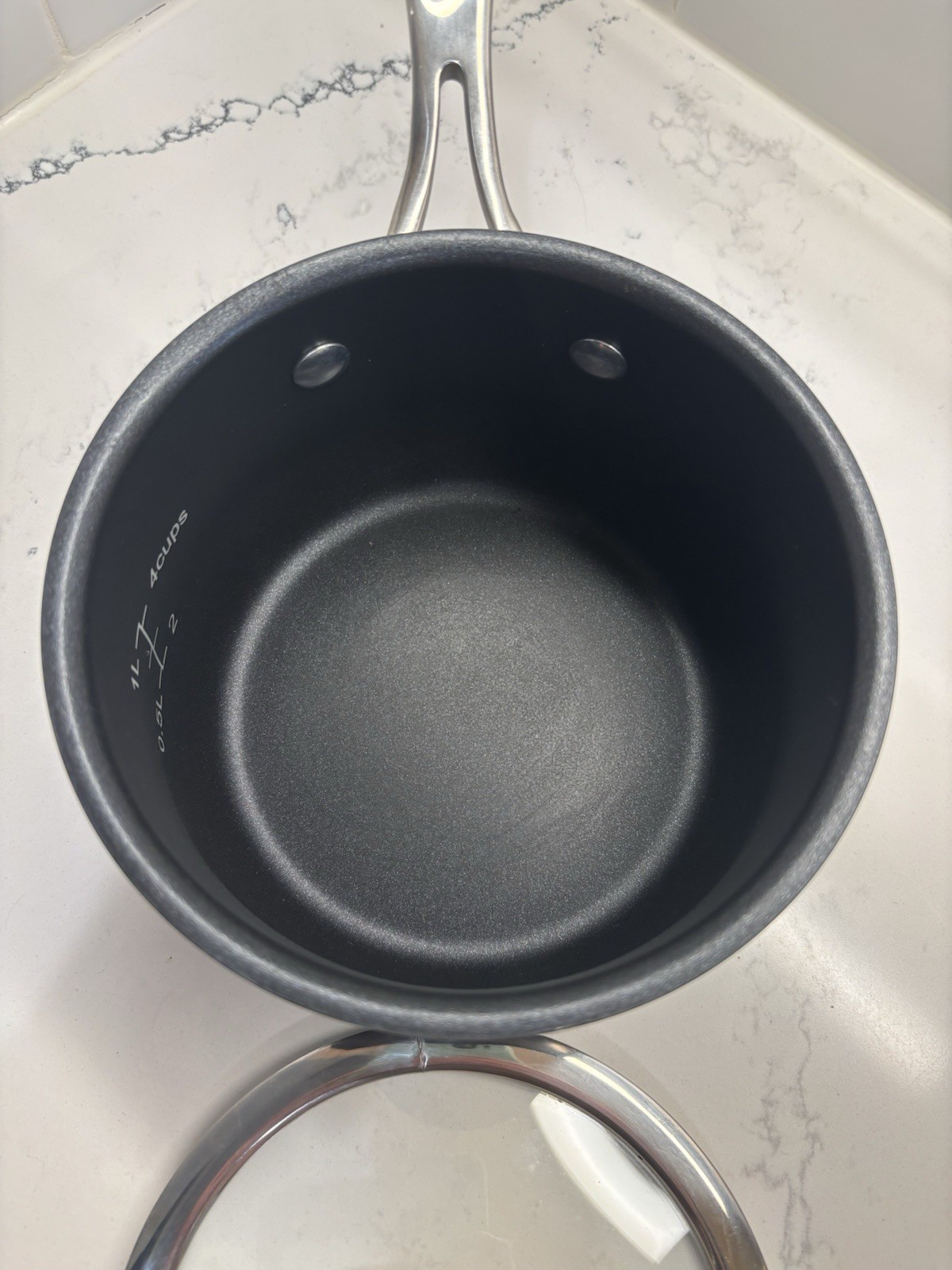 Cuisinart 1.5 Qt Matte Black Stainless Steel Sauce Pan With Glass Lid