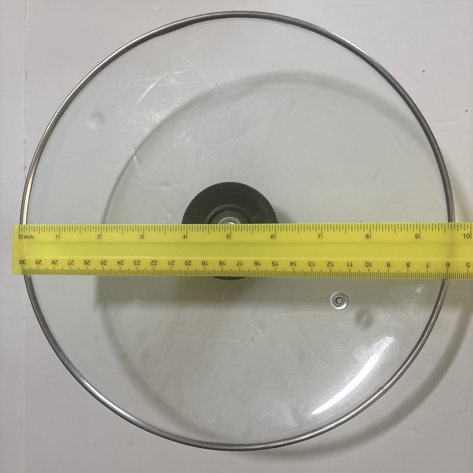 Stainless Steel 9.75″ Clear Vented Lid With Handle Tempered Glass Cover Top EUC