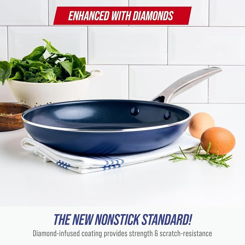 Diamond Ceramic Nonstick Cookware Metal Utensil Safe Oven Safe Dishwasher Safe