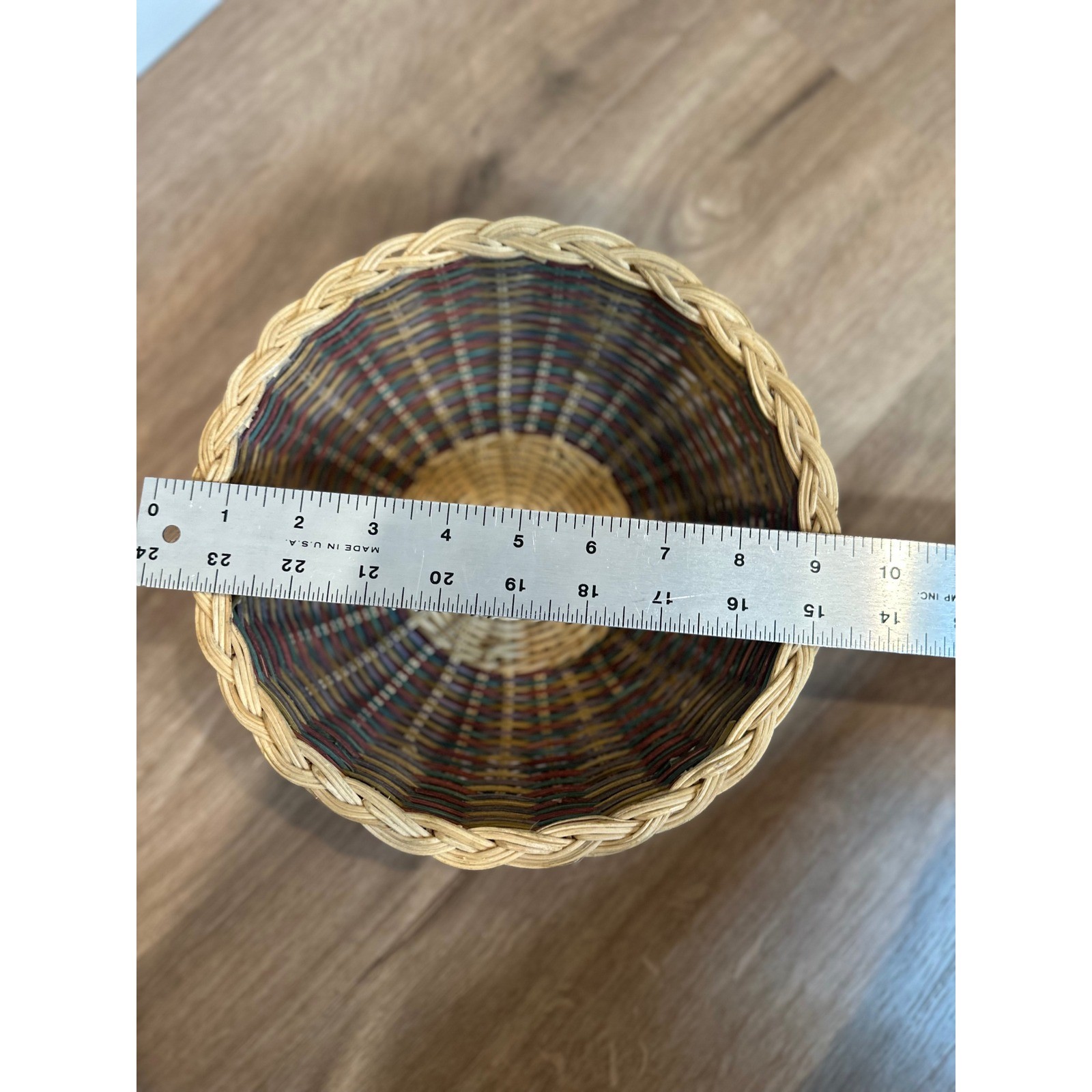 Wicker Casserole Basket Fits Pyrex 023 Multicolor 9 Inch Round Boho Cottage Farm