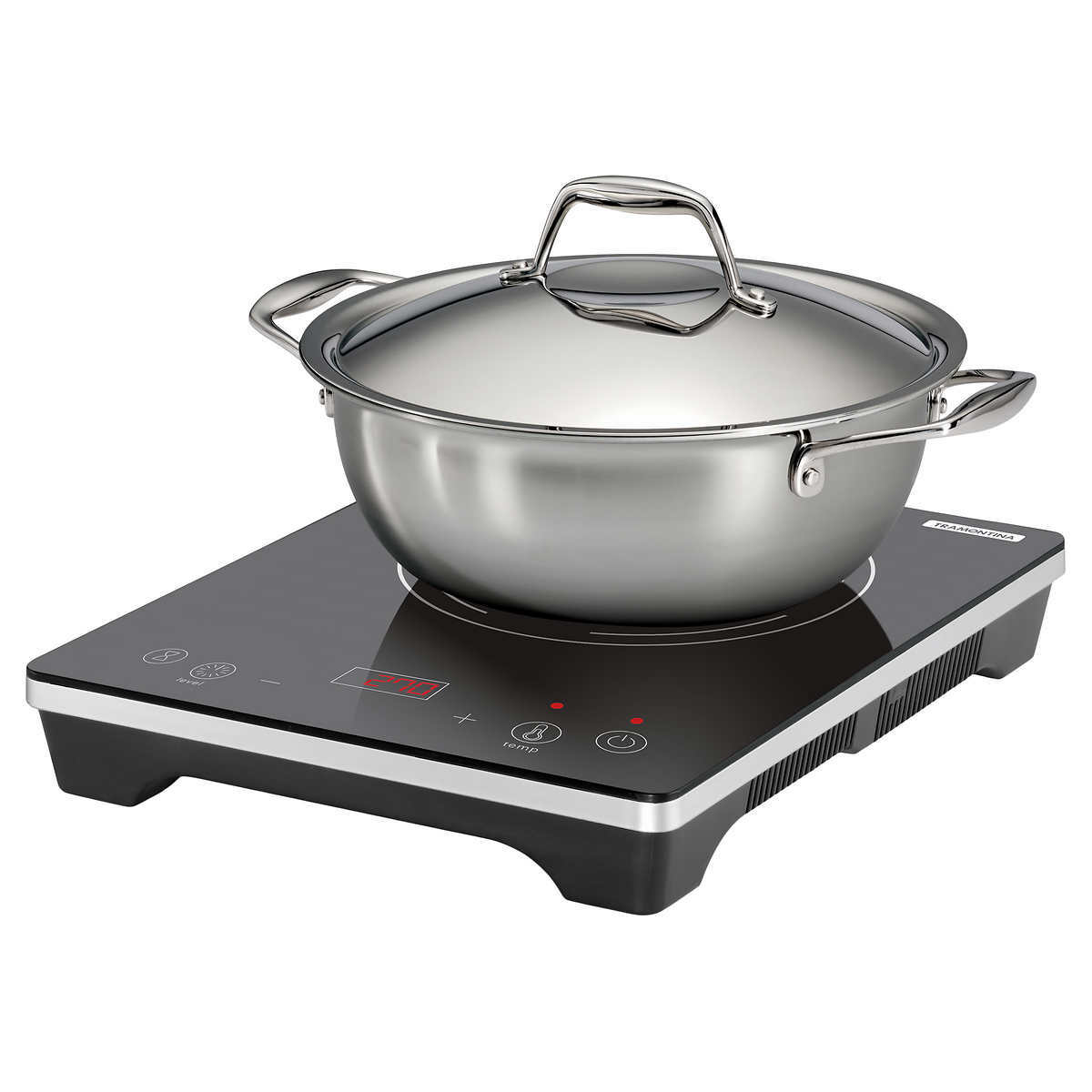 Tramontina, 3 Pc – Portable Induction Cooktop Universal Cooking Pan | Lid Set