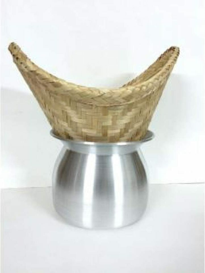 Sticky Rice Steamer Pot Asian Cooker Aluminum & Bamboo Basket Thai Cooking Set