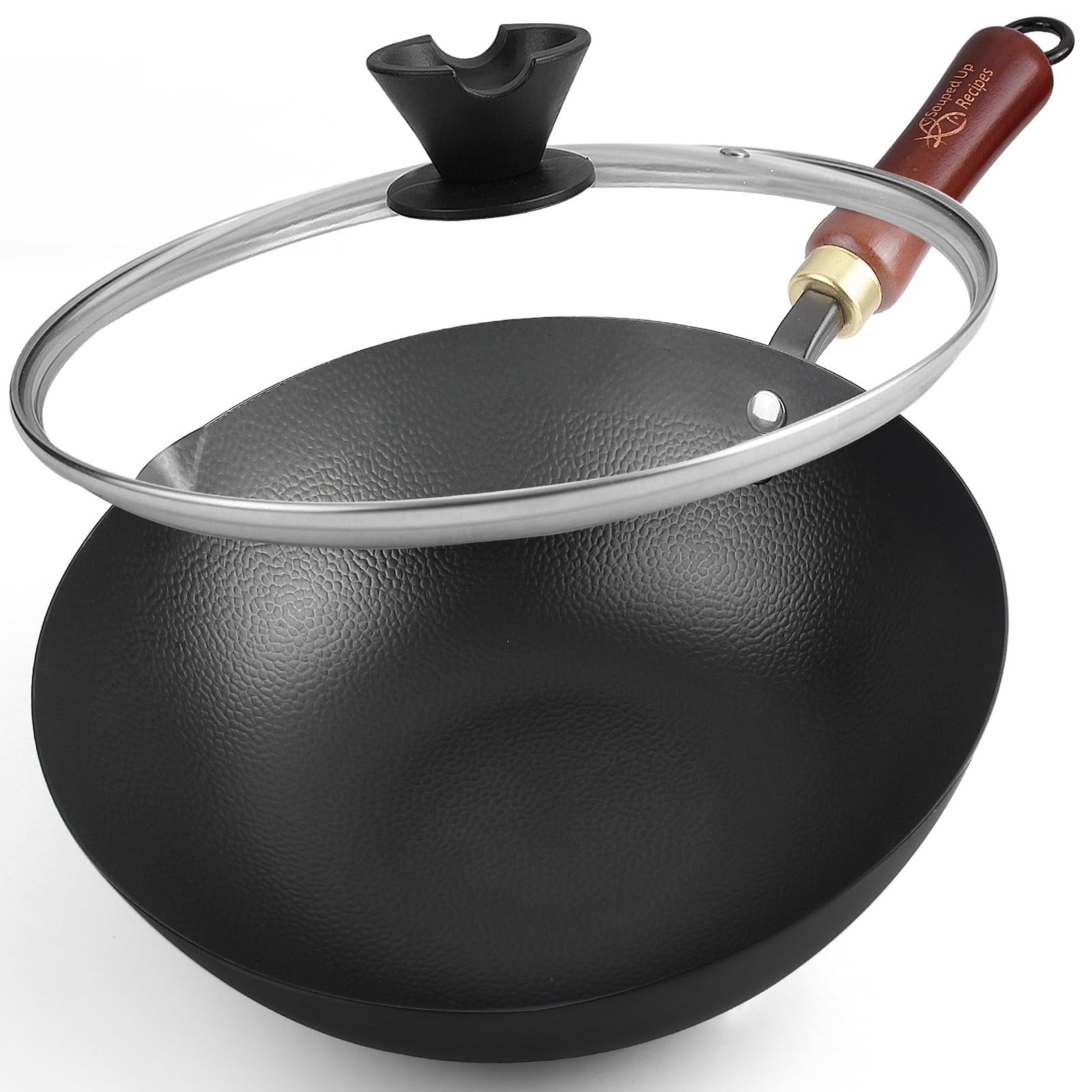 10 Inch Carbon Steel Wok for Electric, Induction, Gas Stoves – Lid & Guide
