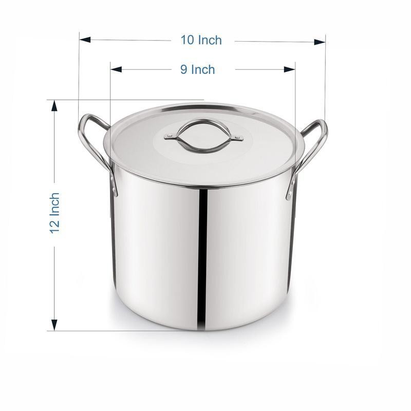 Stainless Steel Stock Pot 12Qt W/ Stay-Cool Handles Cooking Soups Stews Pasta US