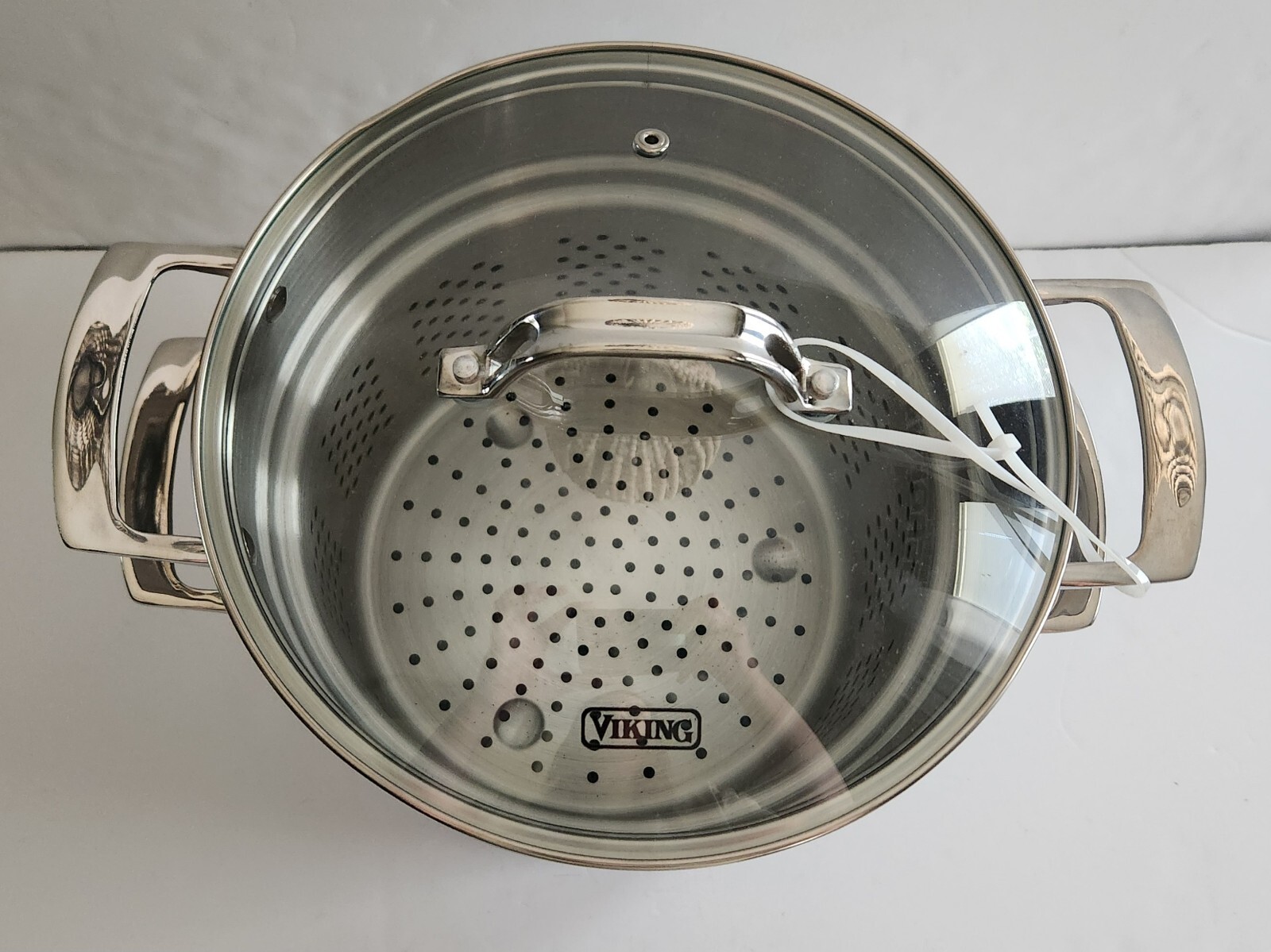 Viking 3-Ply Stainless Steel Stock Pasta Pot, Glass Lid 8 Qt/7.5L 9” D -NEW-