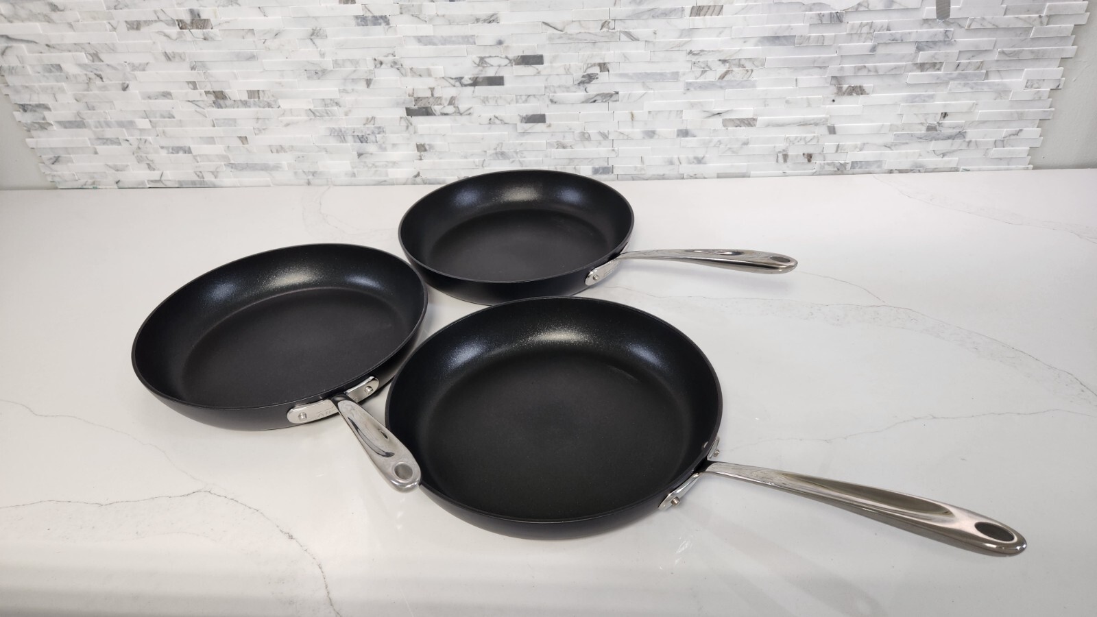THREE All-clad Essentials 12″ Non-Stick Fry Pan