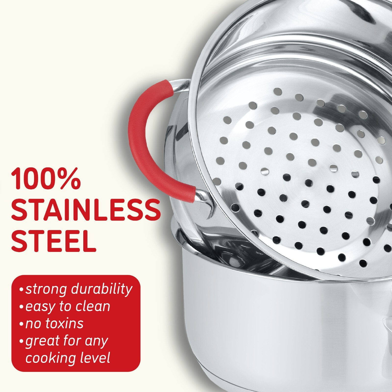 CONCORD Simple Pour Stainless Steel Saucepan with Steamer Tier