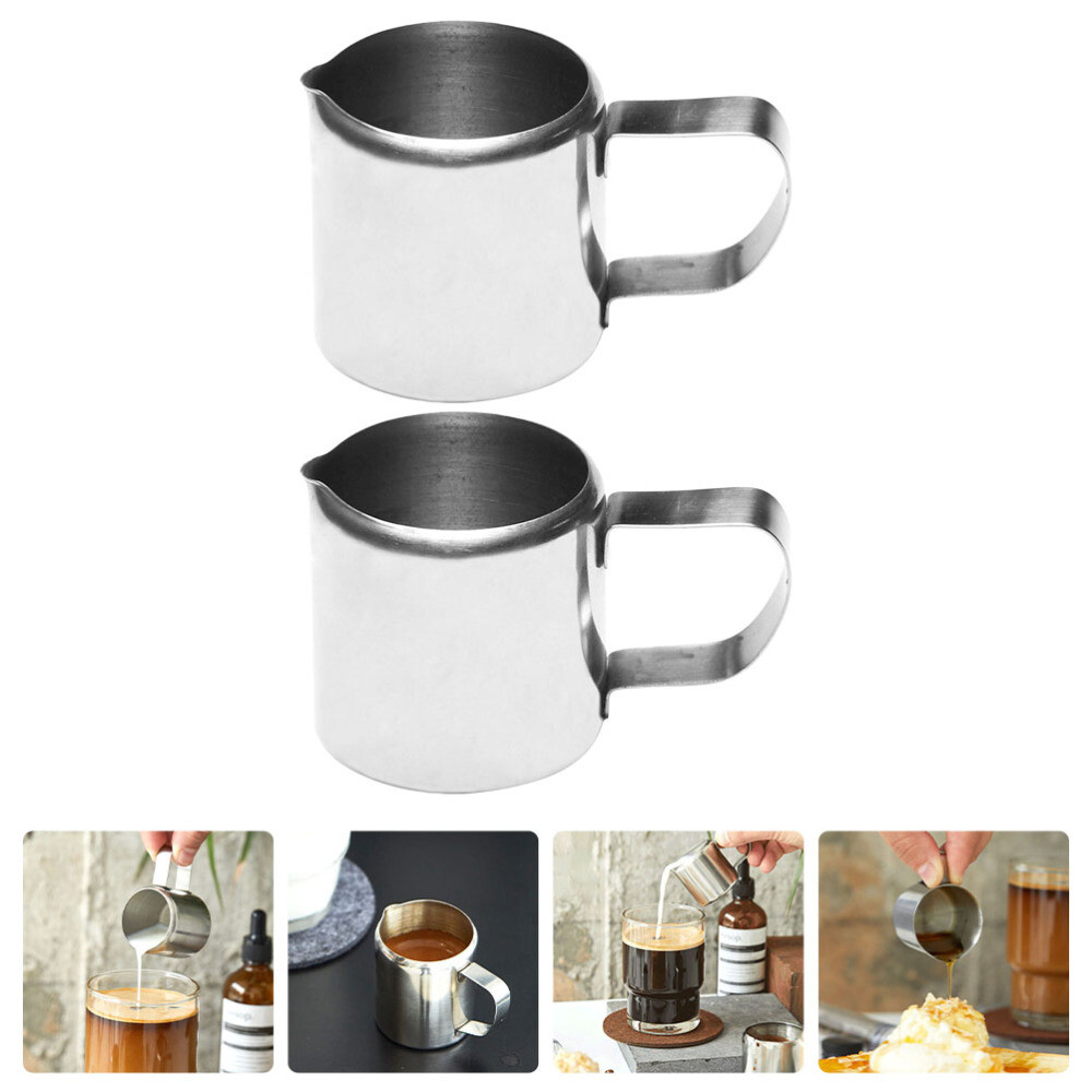 2Pcs Steaming Pitcher Stainless Steel Sauce Jugs Espresso Measuring Cup 57ml US