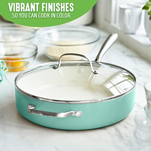 Artisan 5QT Turquoise Induction Saute Pan Jumbo Cooker – 5QT Artisan Ceramic