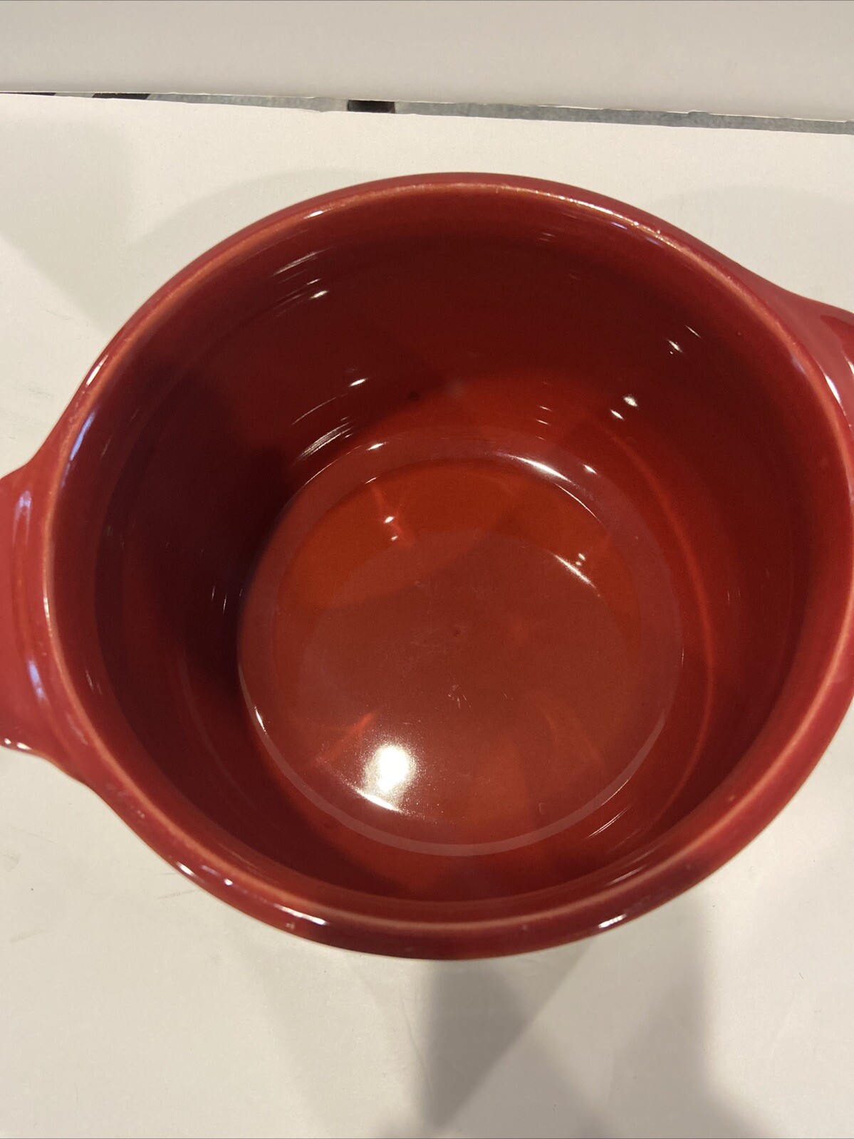 Emile Henry Dutch Oven Dark Red Two Tone Stoneware France Covered Stew Pot