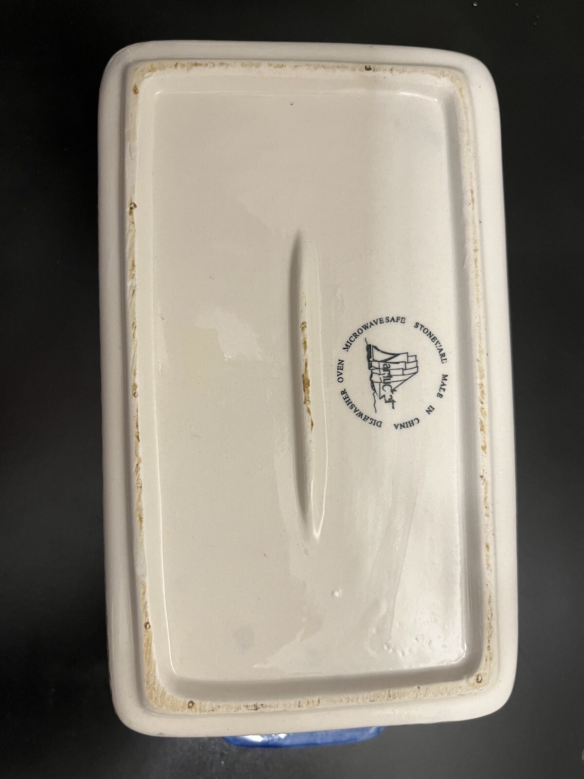 Nantucket 5”X8” Hand Painted Stoneware Baking Dish. Blue Swirls, Dots & Flowers