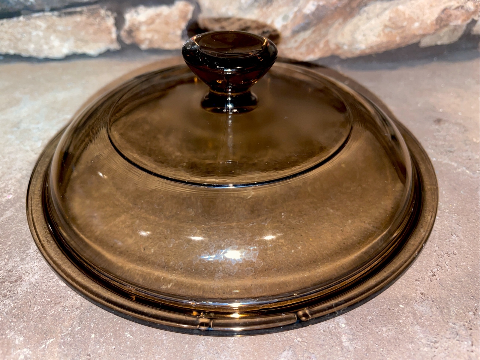 Pyrex CorningWare Visions V-1-C Brown Amber Glass Replacement Lid 6 3/8″ V1C