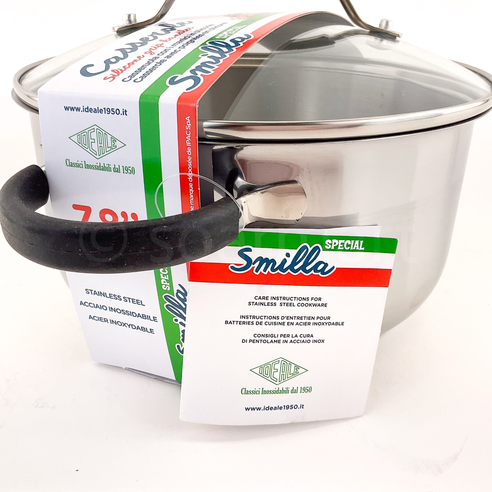 Idaele Stainless Steel Casserole Stock Pot 3.2-qt 8″ New