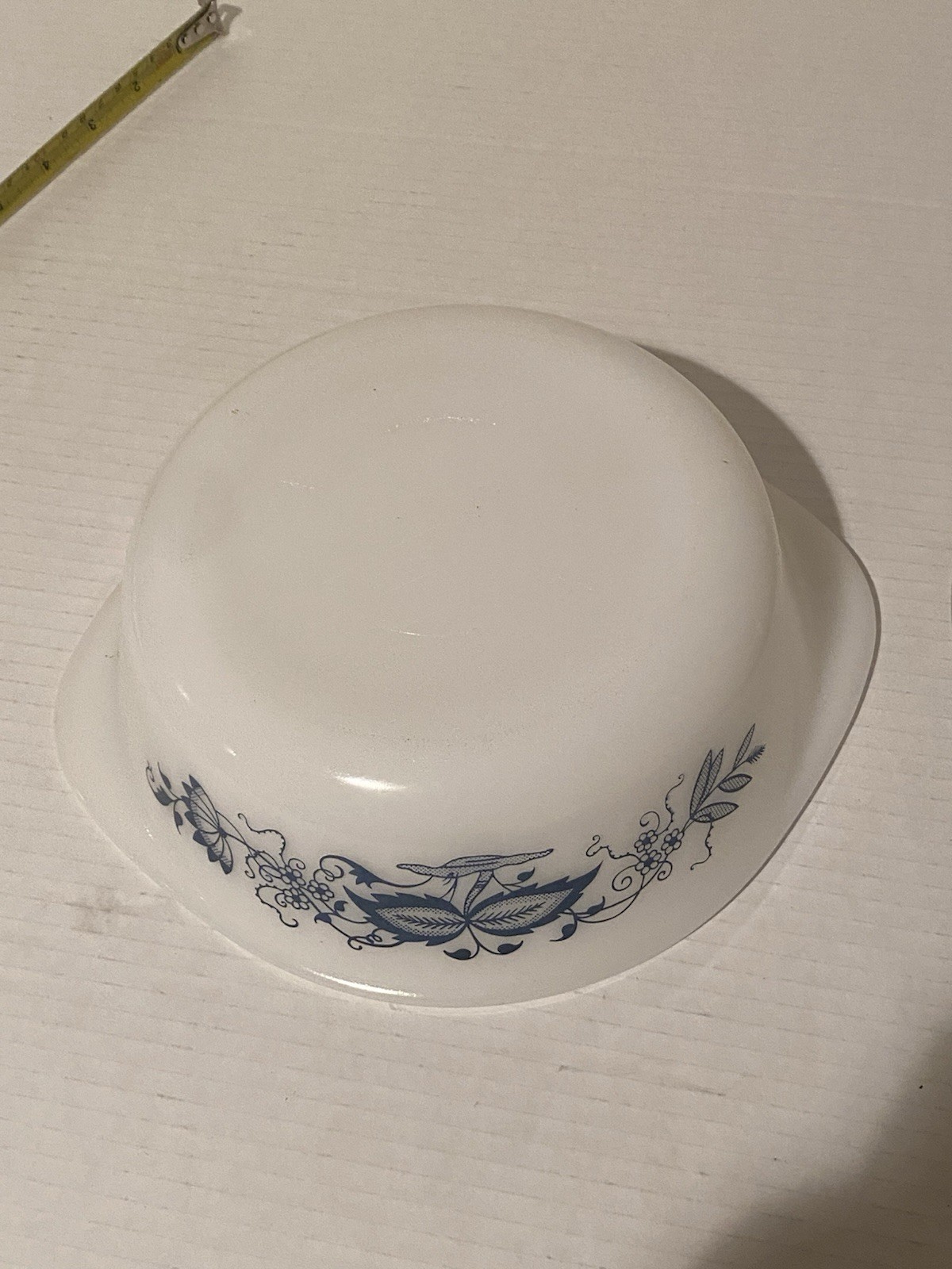 Vintage Glasbake Casserole Dish J235 Milk Glass Jeanette Blue Onion Flower 1 Qt