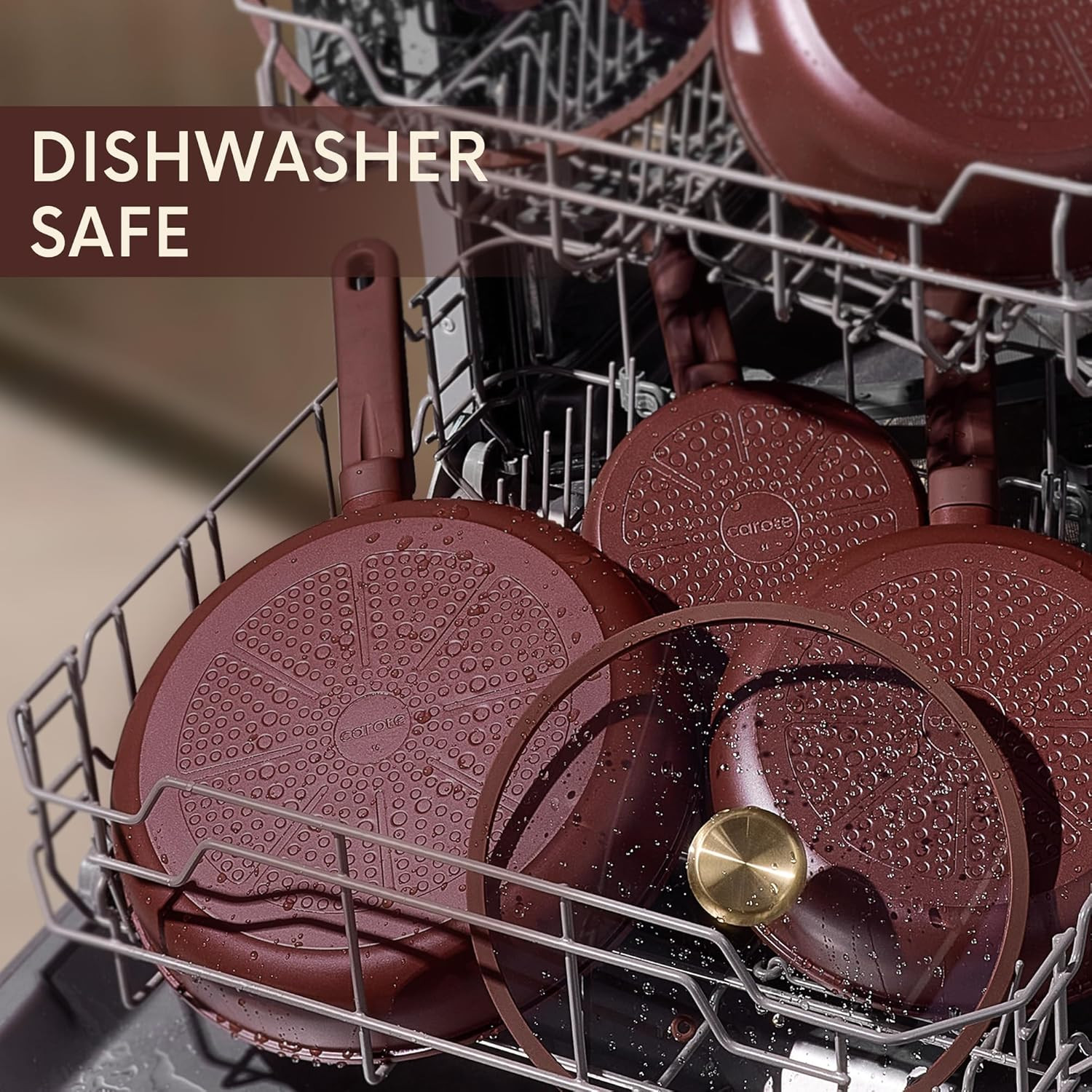 14-Piece Nonstick Cookware Set – PFOA-Free, Wine Red, Dishwasher Safe