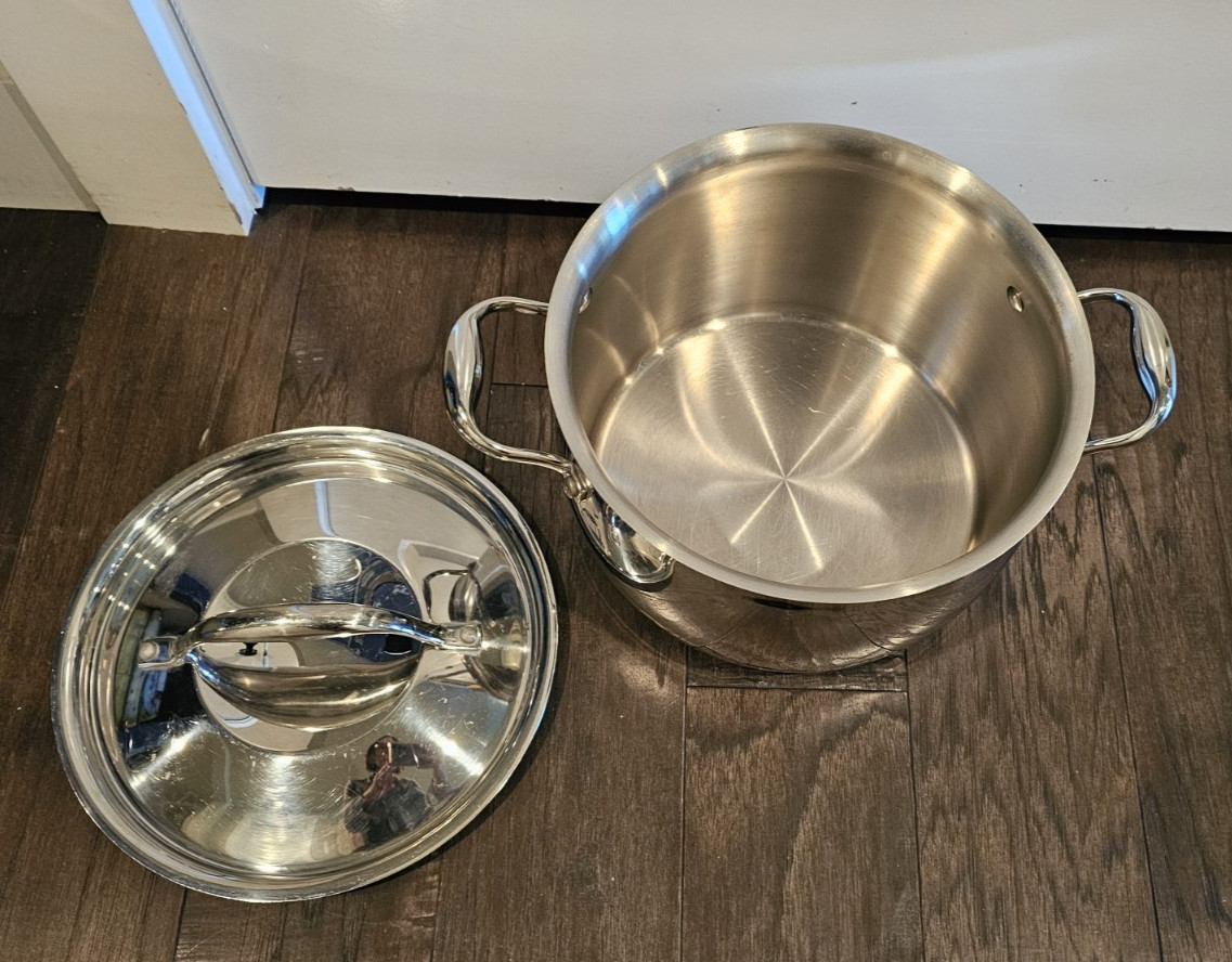 Kirkland Signature Professional Copper Core 8 Qt Stock Pot Stainless Steel Italy