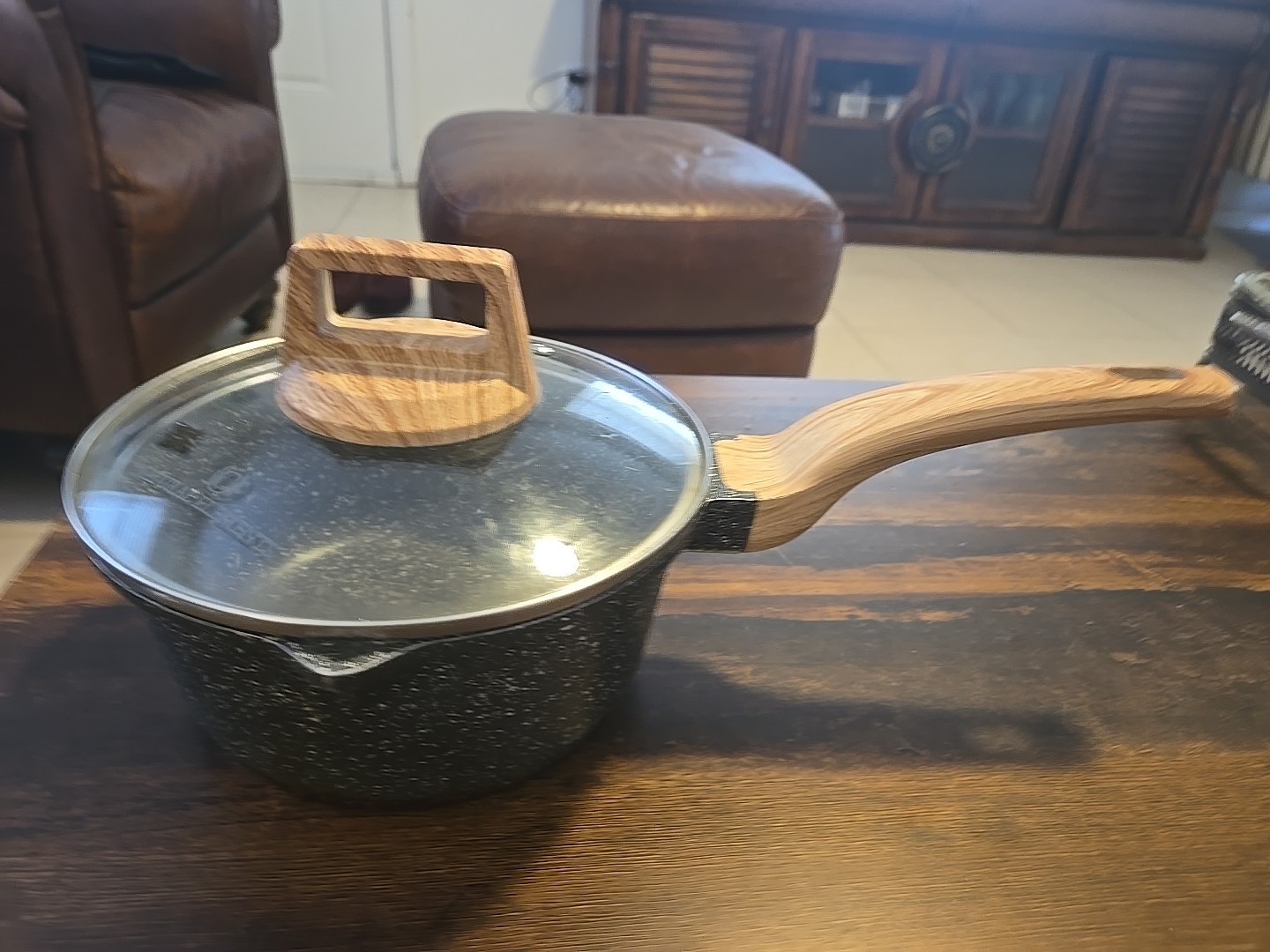 Natural Elements WoodStone Saute Frying Pan With Glass-Lid Wooden Handle, 7″