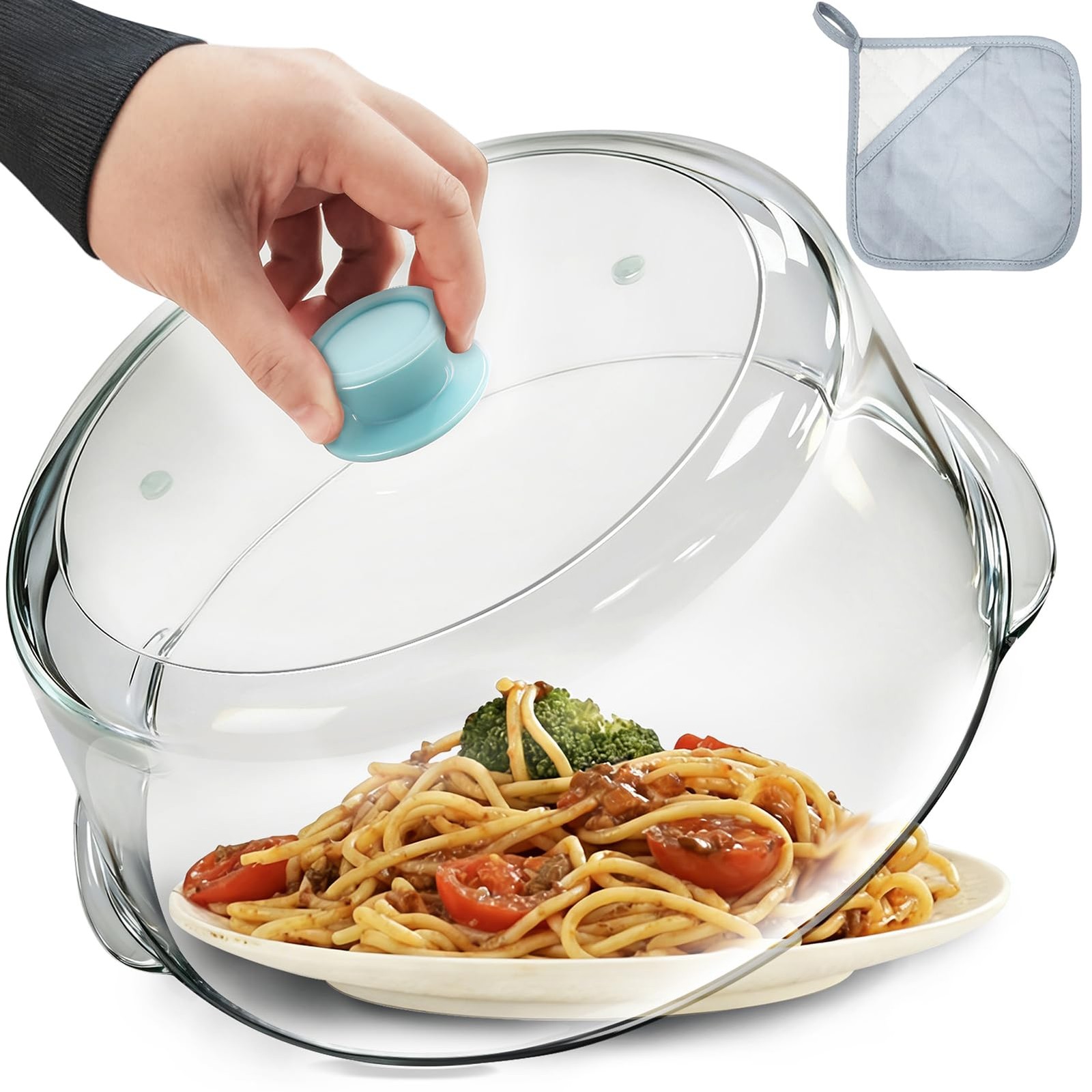 Microwave Splatter Cover, Glass Microwave Cover for Food, 10 Inch Guard Lid