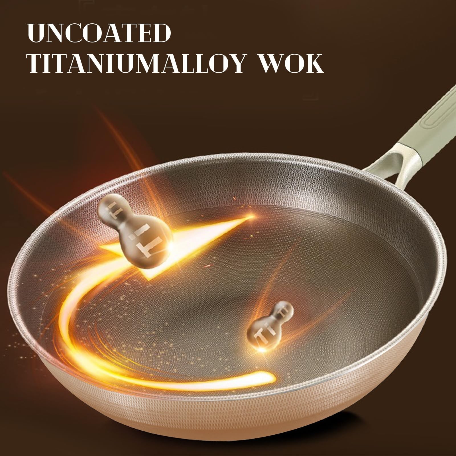 Titanium Pans for Cooking,Extended Cool-Touch Handle 13 Inch Titanium Pan,Ele…