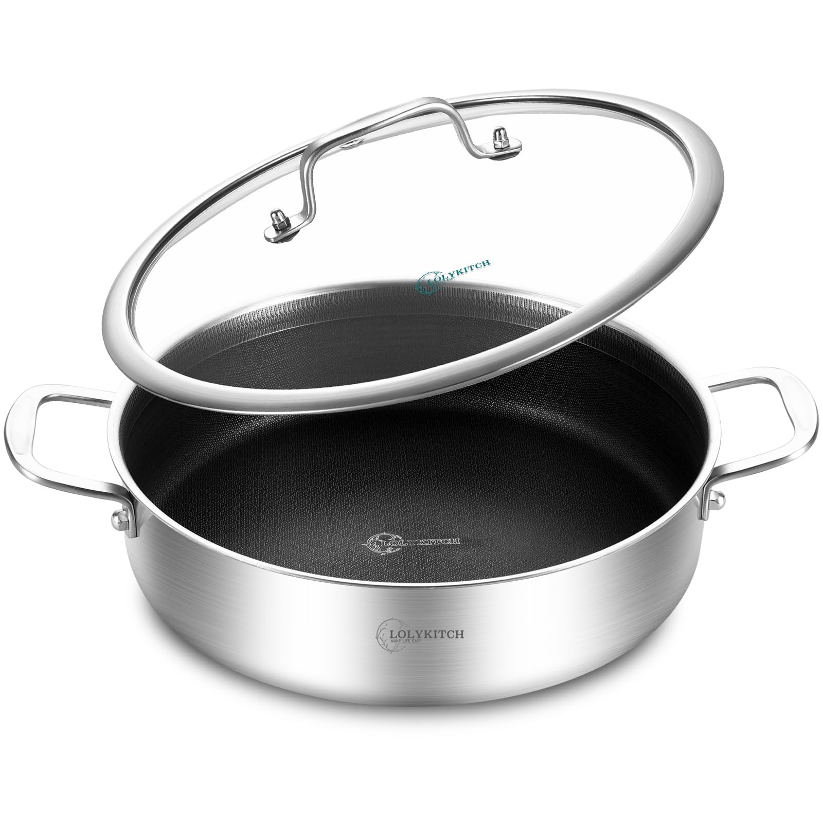 6 Qt Triply Stainless Steel Nonstick Saut Pan With Lid12 Inch Deep Frying Panlar