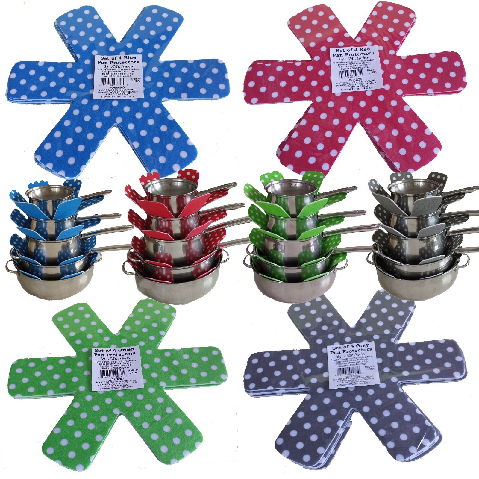 4 Pc Pot and Pan Protector Anti-Scratch Pads. Divider for Kitchen Cookware (15″)