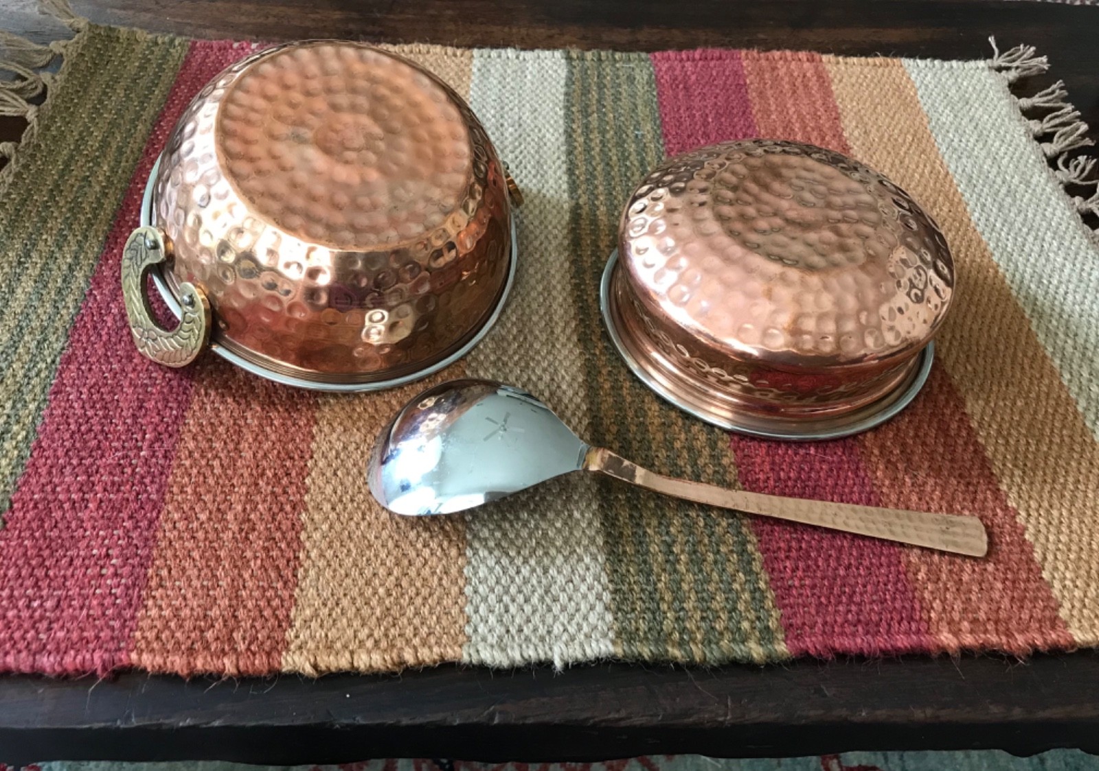 Hammered copper over stainless steel Karahi (Kadai) set of 3