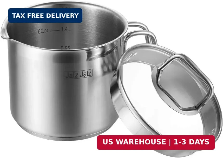 Jalz Jalz Small 2-Quart Stainless Steel Saucepan with Glass Lid – Compact Sauce
