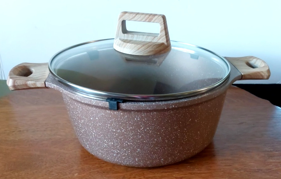 Eco+Chef Marblestone Cast Aluminum 5 Qt Stockpot StainlessSteel Induction Bottom