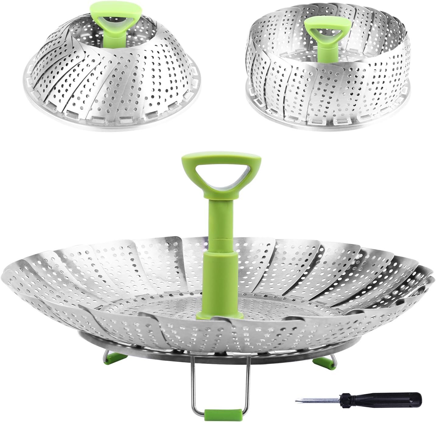 Stainless Steel Steamer Insert with Flexible Design for Different Pot Sizes