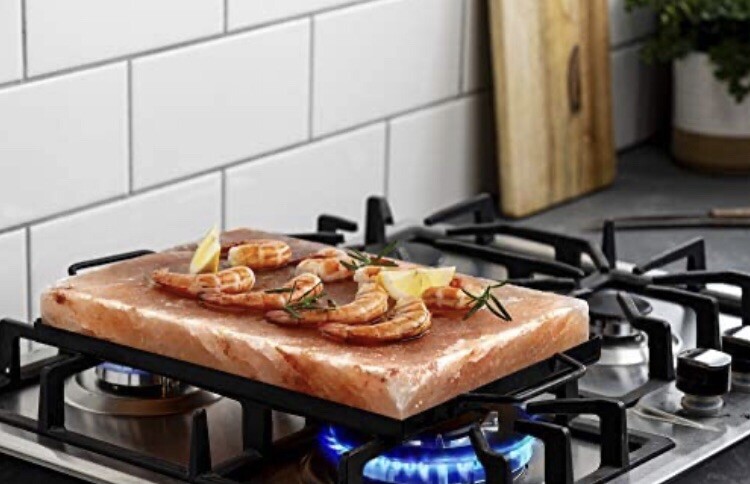 Tiabo Himalayan Salt Plate & Stainless Steel Holder, Salt Slab Block, for Grill