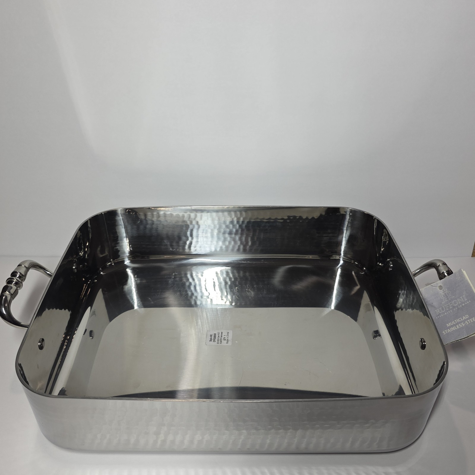 NEW RUFFONI Opus Prima Hammered Roasting Pan 38CM Stainless Steel OPR3809X