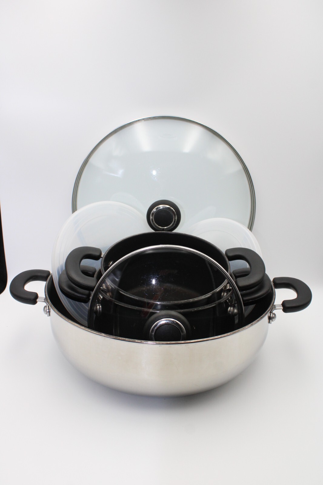 Cook Essentials 7 Pc -18/10 Non Stick Black Handles Cookware Set-2 Qt 3 Qt 12″