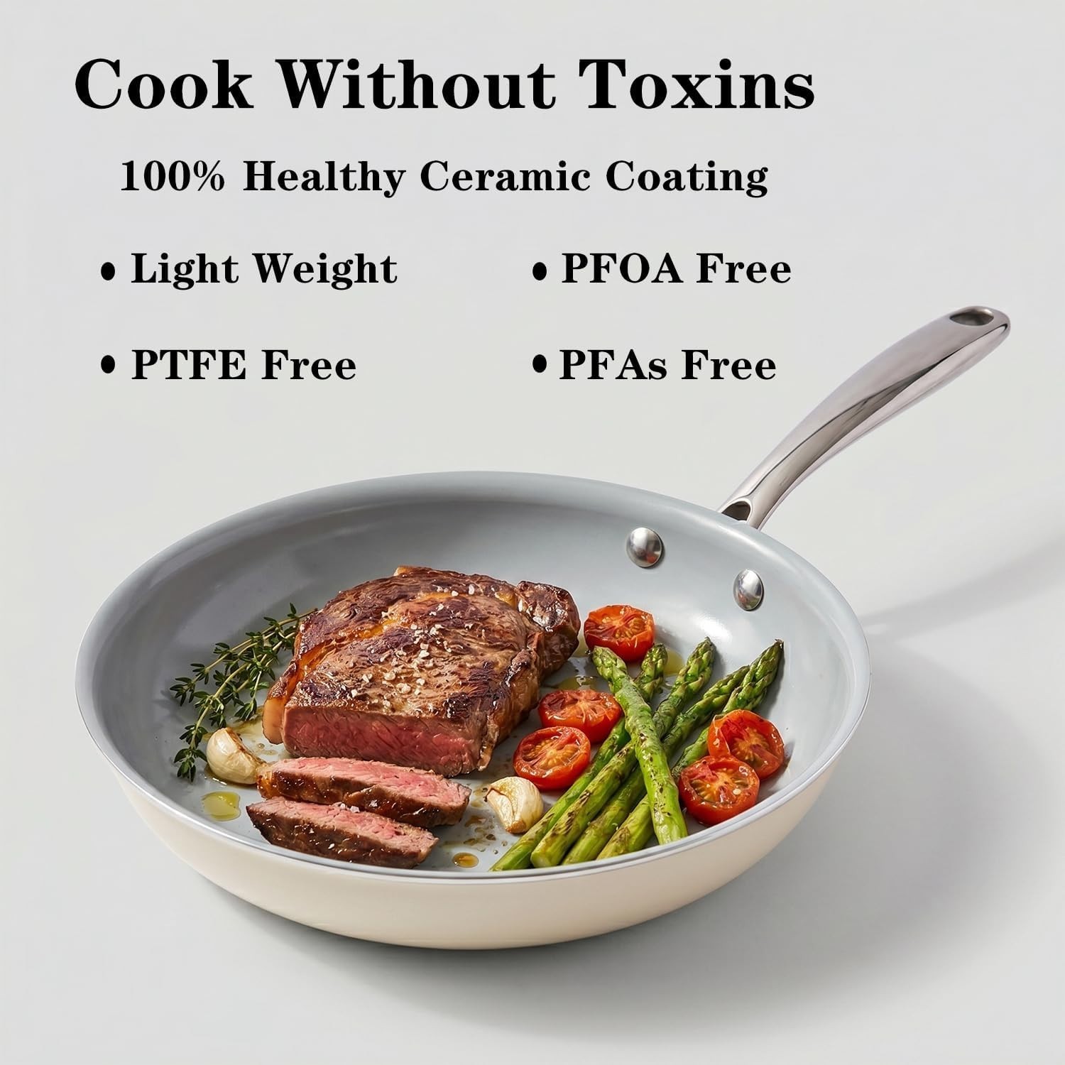 8In Nonstick Ceramic Frying Pan Compatible With Induction Gas Electric 1.5L
