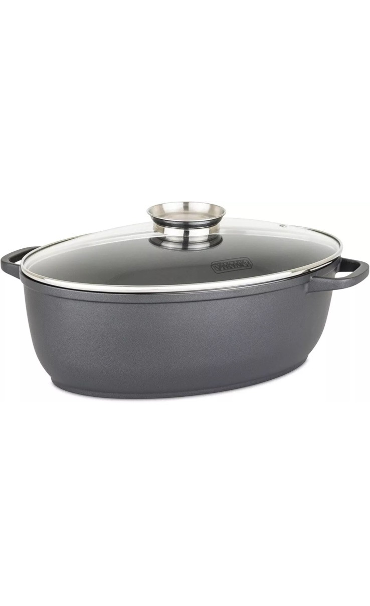 Viking Culinary 3-in-1 8.6 Qt Die Cast Oval Roaster with Glass Lid BRAND NEW BOX