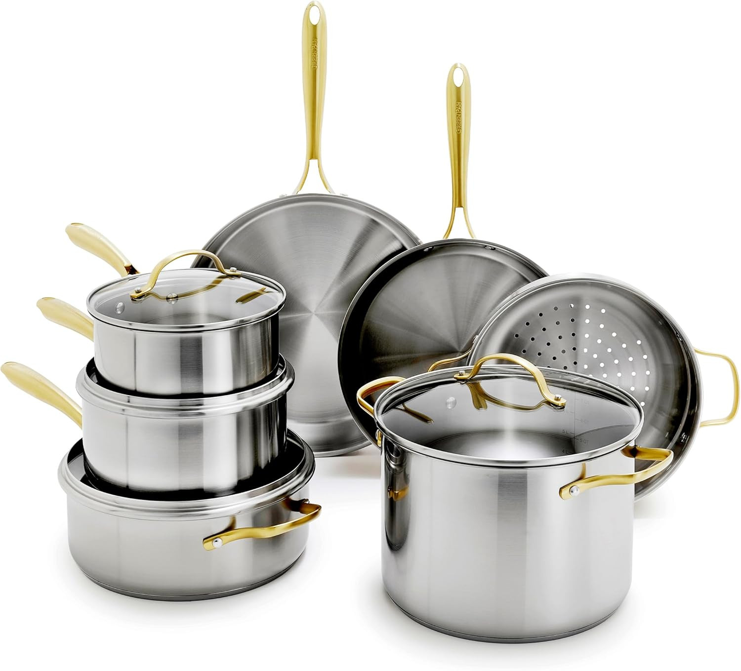 Stainless Steel Cookware Set, 11 Piece, Induction Cookware, Dishwasher Safe, Ove