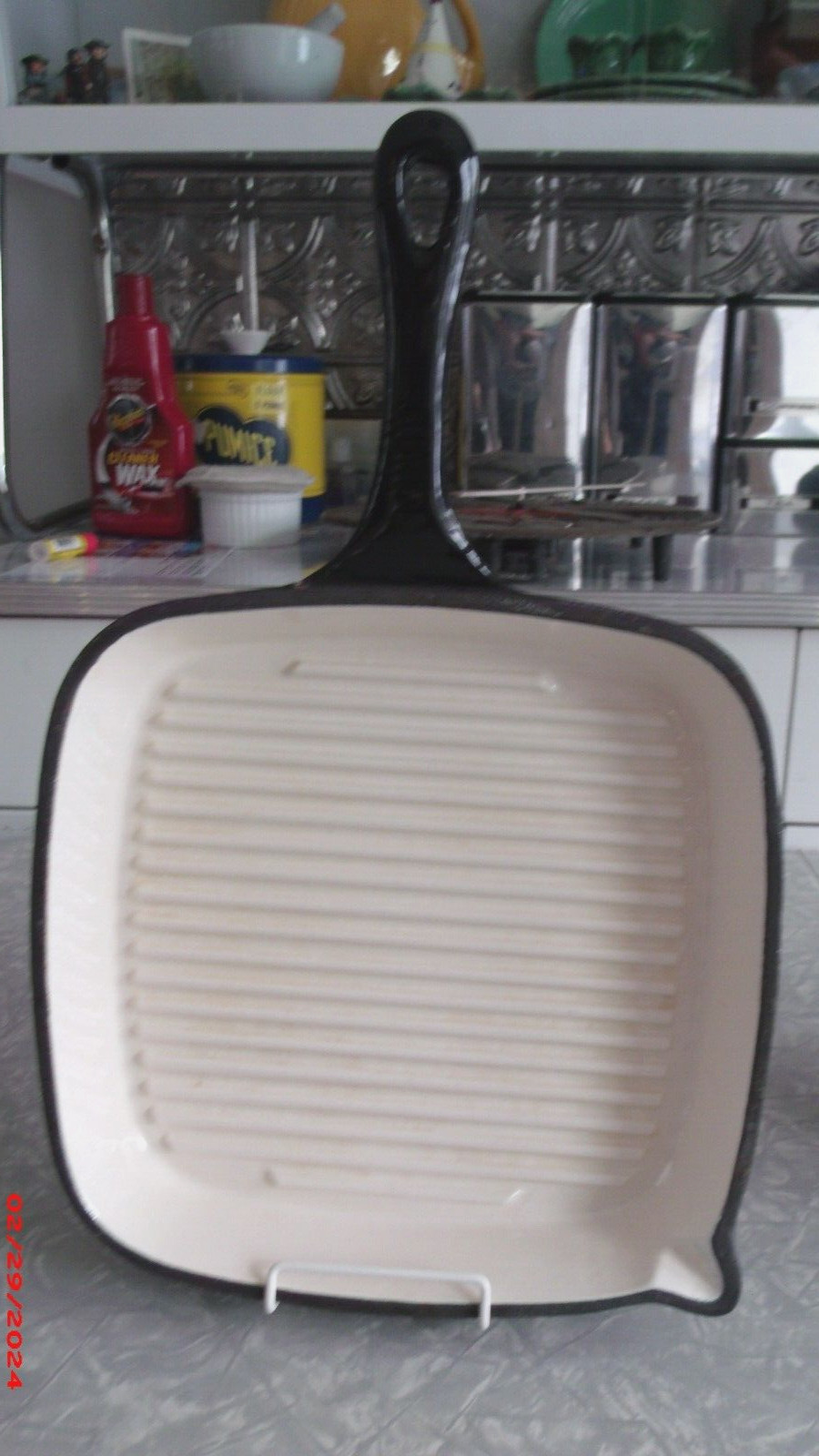 TECHNIQUE 9″ CAST IRON ENAMELWARE SQUARE PANINI GRIDDLE