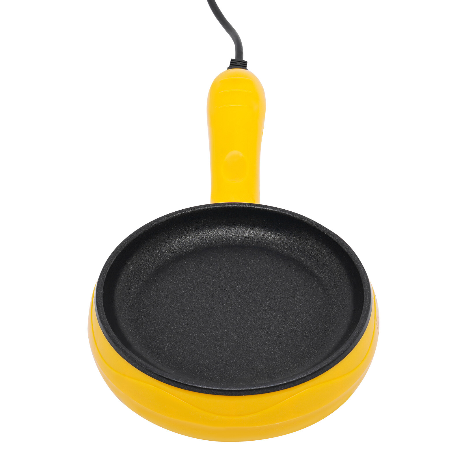 110V Stainless Steel Non-Stick Electric Skillet Yellow Mini Round Frying Pan