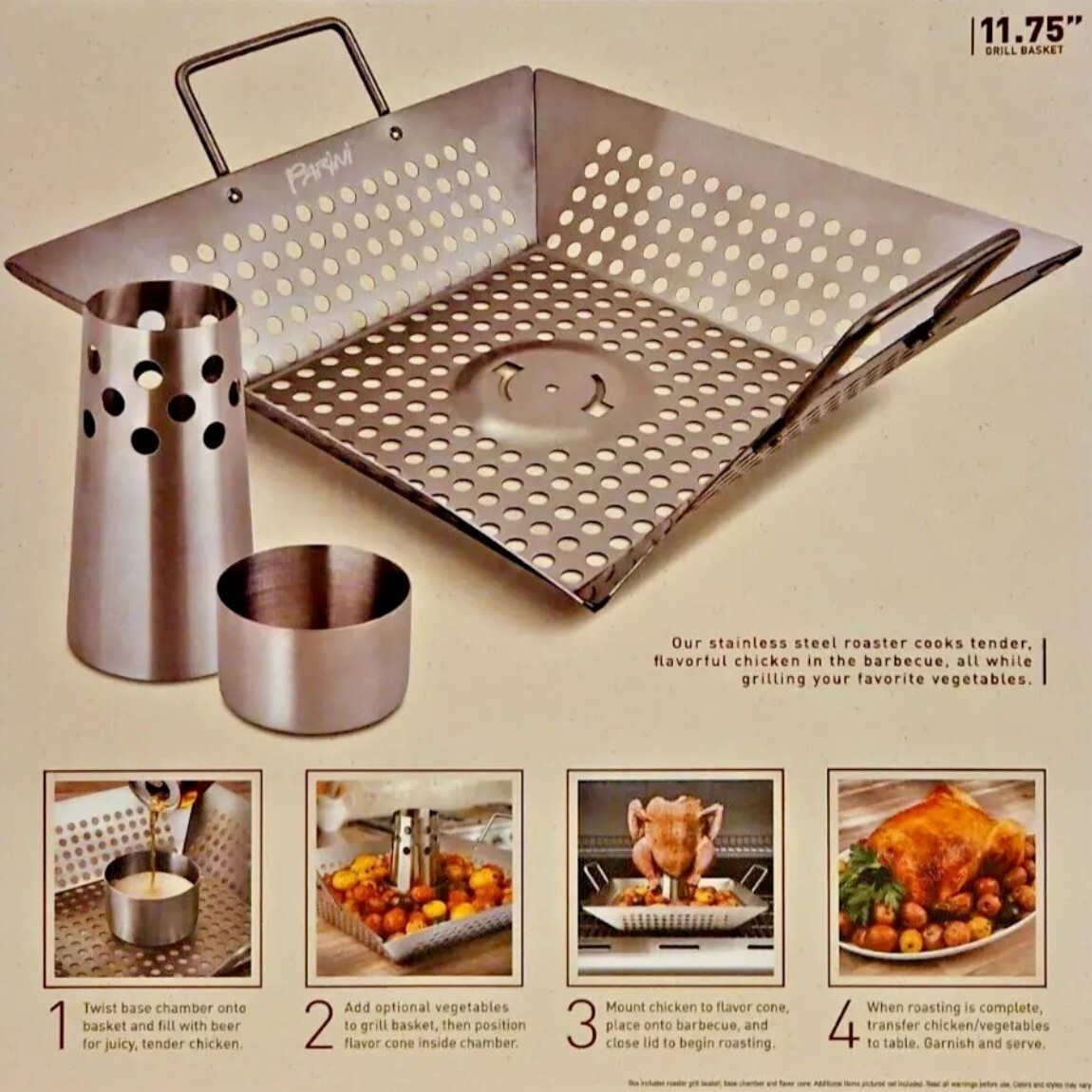 PARINI Grill Masters Collection Chicken Roaster & Vegetable Grill Basket