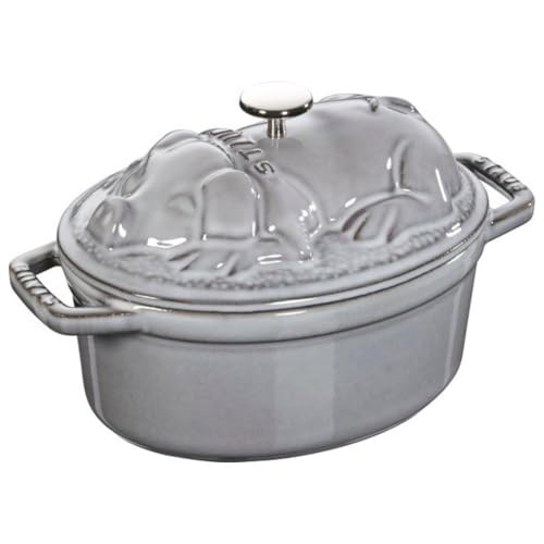 Staub Piggy Cocotte Gray 17cm 1.0L Cast Iron Dutch Oven Made in France NEW Japan